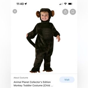 Costume. Animal Planet. Monkey. 2t to 3t.